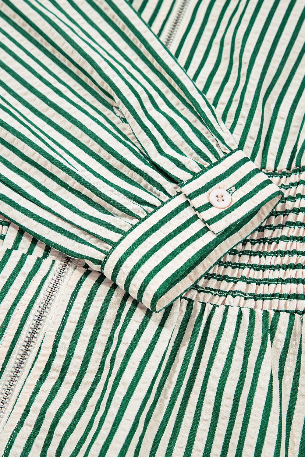 green stripe midi dress