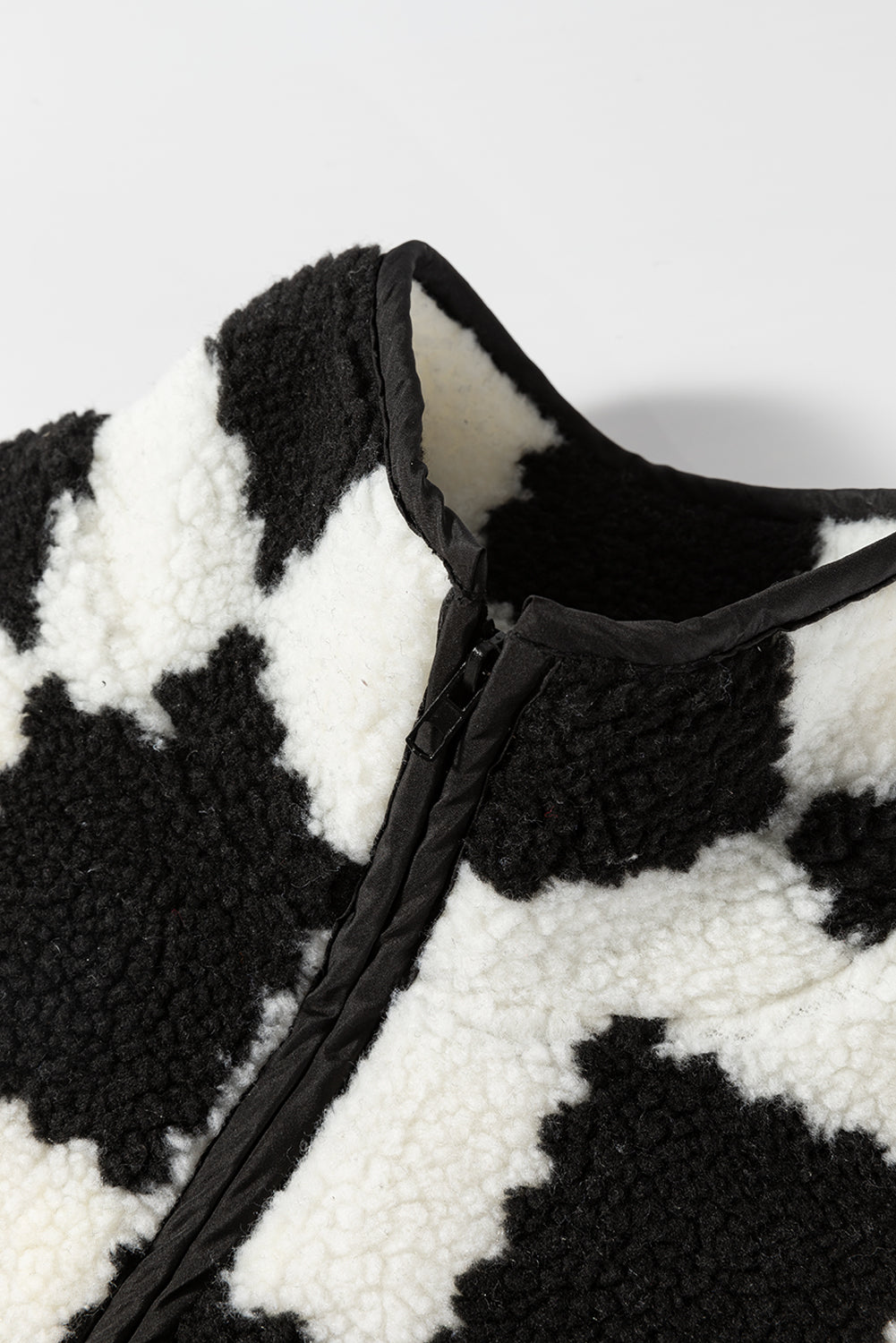 checkered sherpa vest