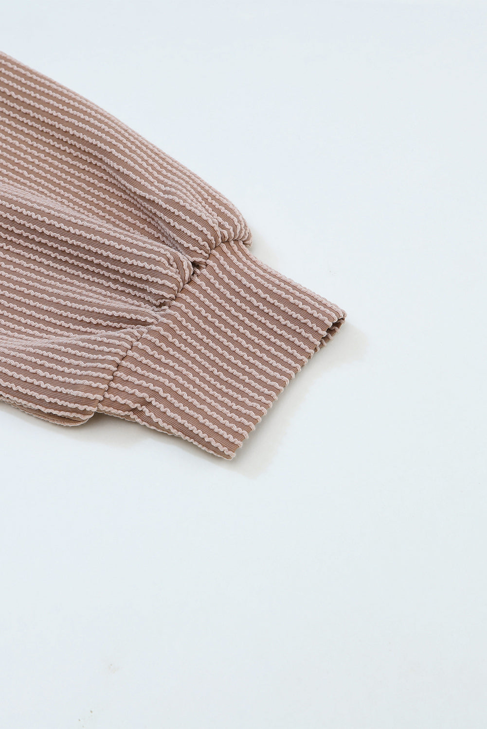 Khaki Corded Drop Shoulder Puff Sleeve Casual Top