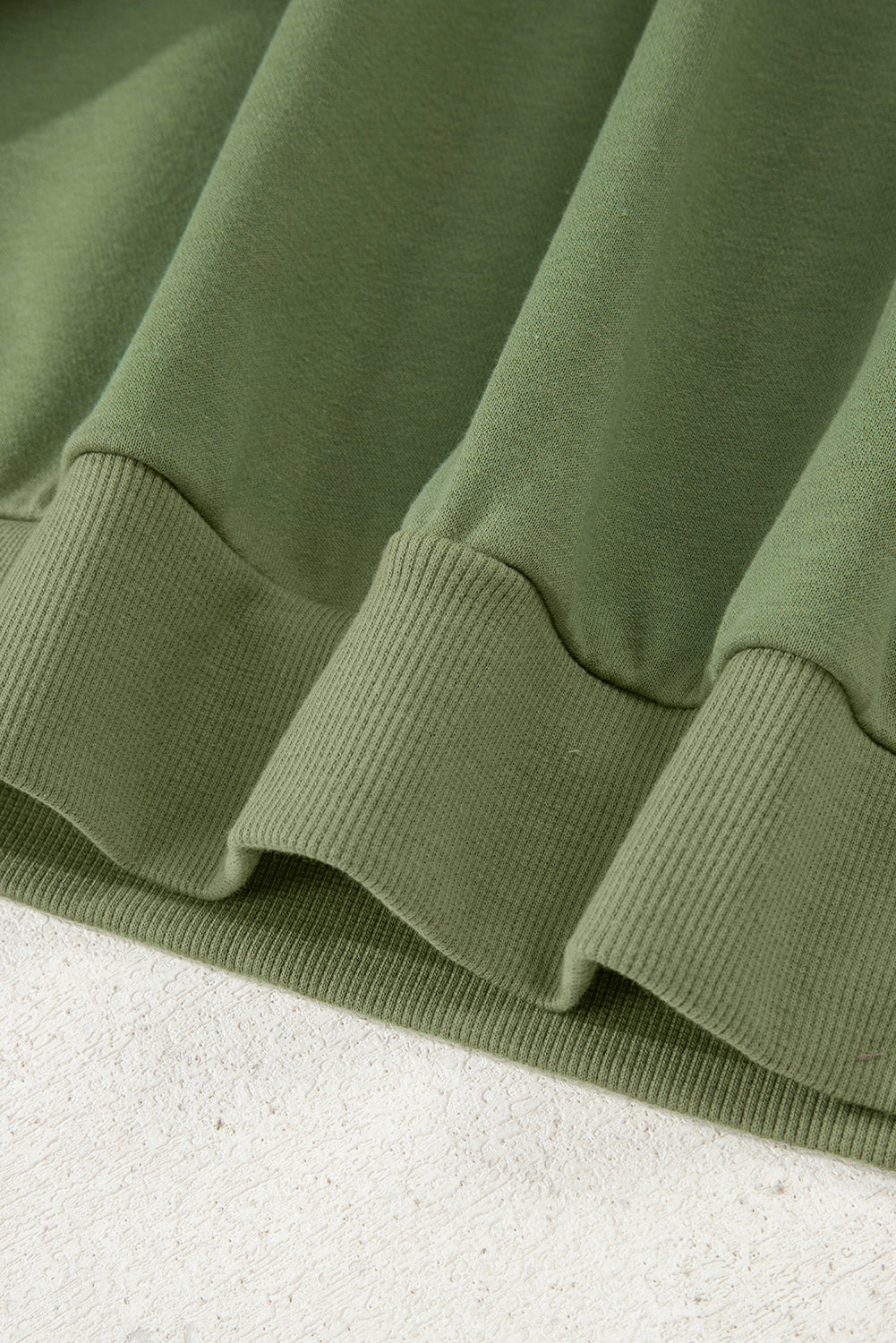 Vineyard Green Contrast Striped Patchwork Zip Collar Pullover Sweatshirt