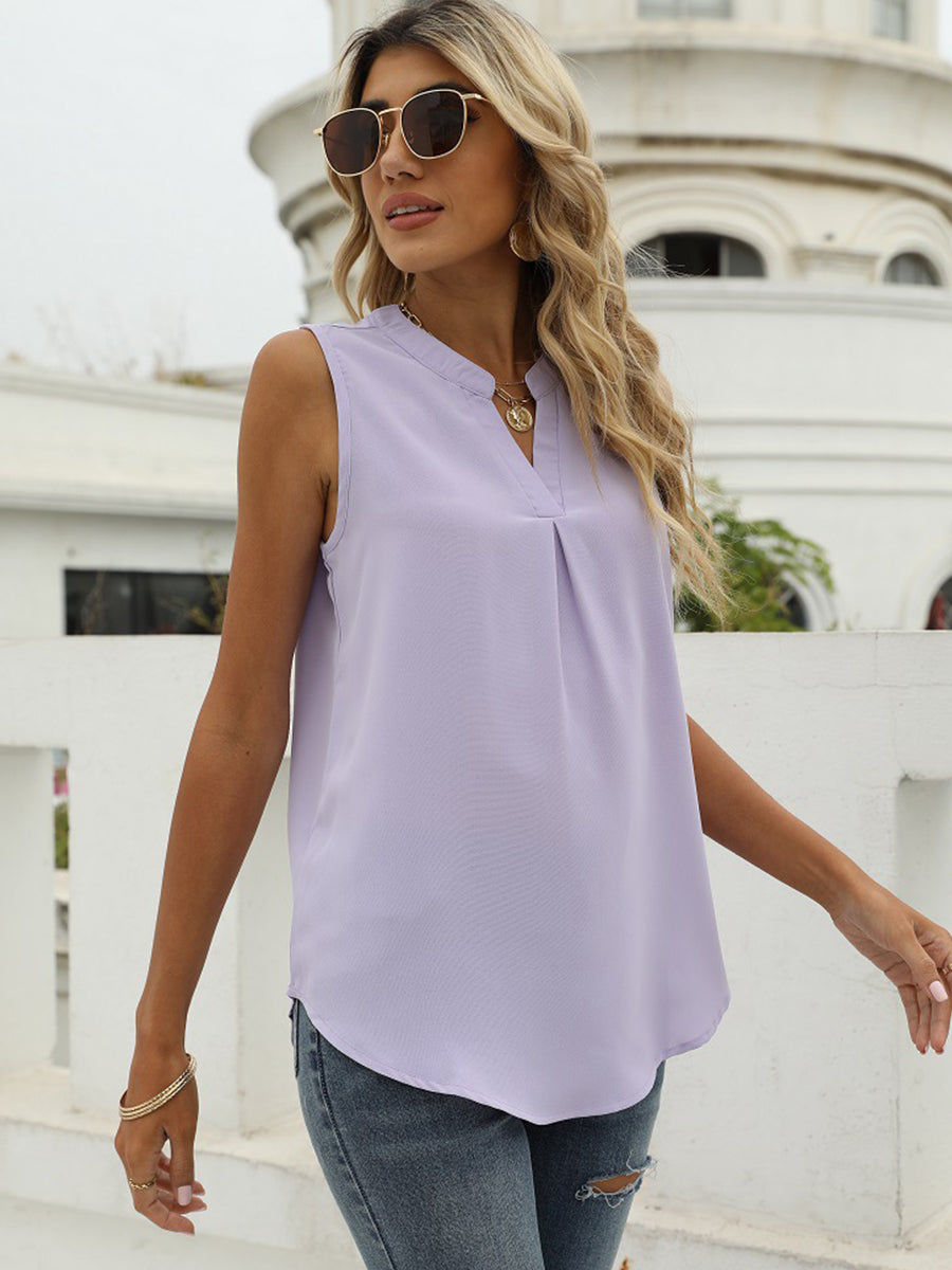 Tank Tops - Tops Solid Shirt Loose V-Neck Pullover Sleeveless Tank Top - MsDressly