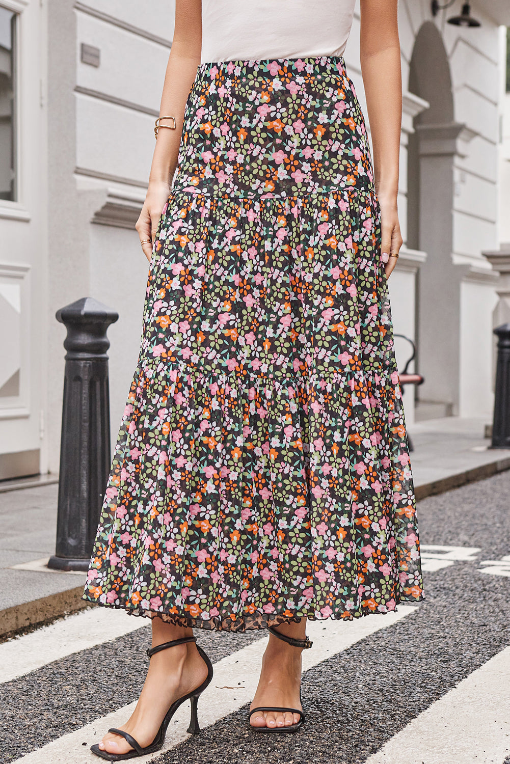 Ruffle Hem Maxi Skirt