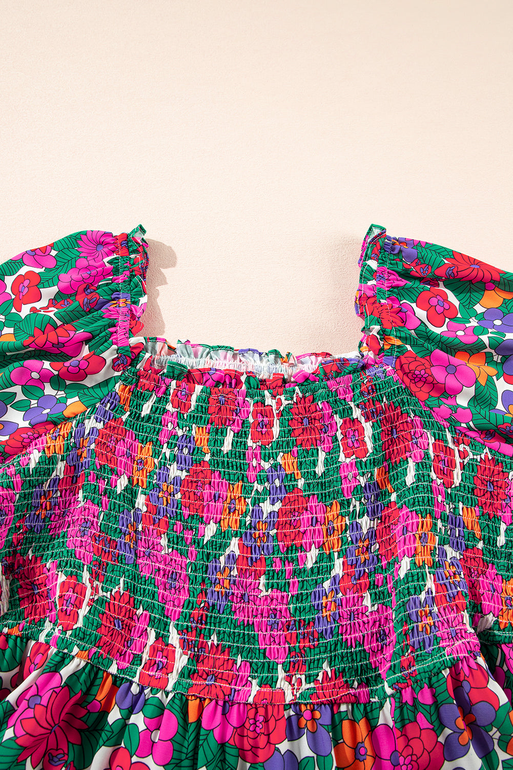 plus size floral long sleeve dress