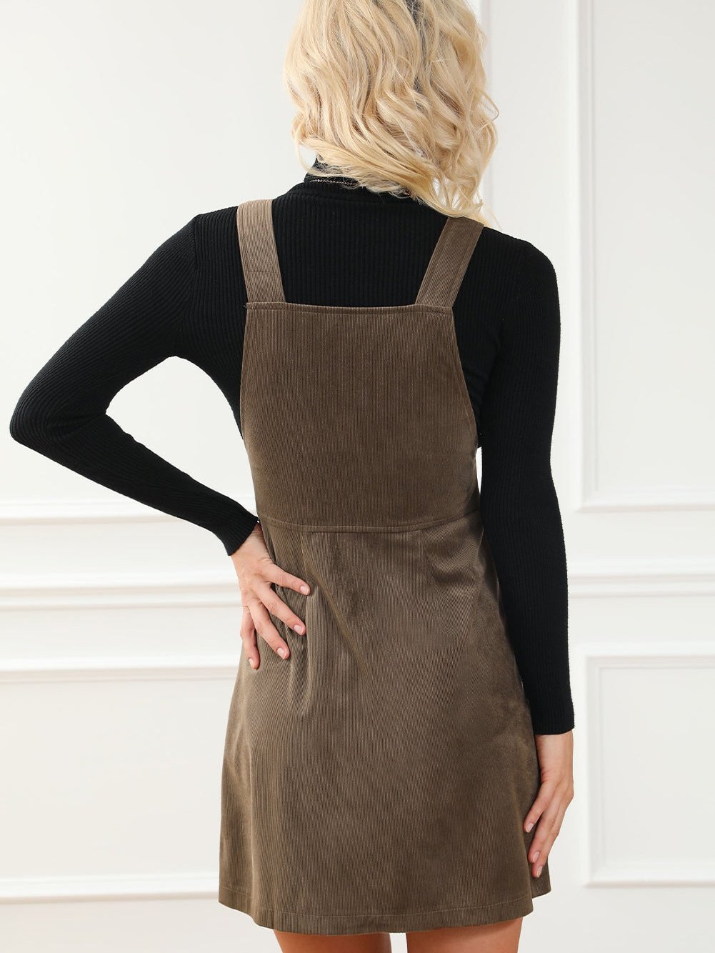 Zip Pocket Leather Strap Dress