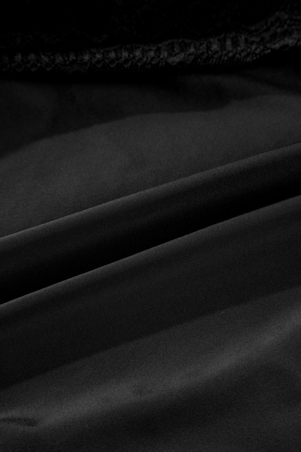 Elegant Black Lace Patchwork Halter Neck Monokini with Surplice Neck