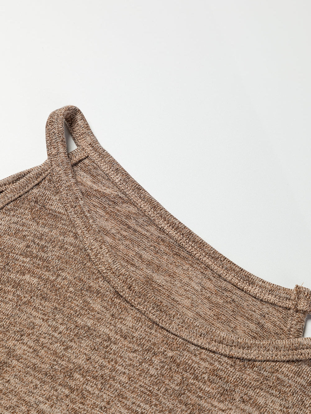 Khaki Marble Cold Shoulder Knit Top with Long Sleeves