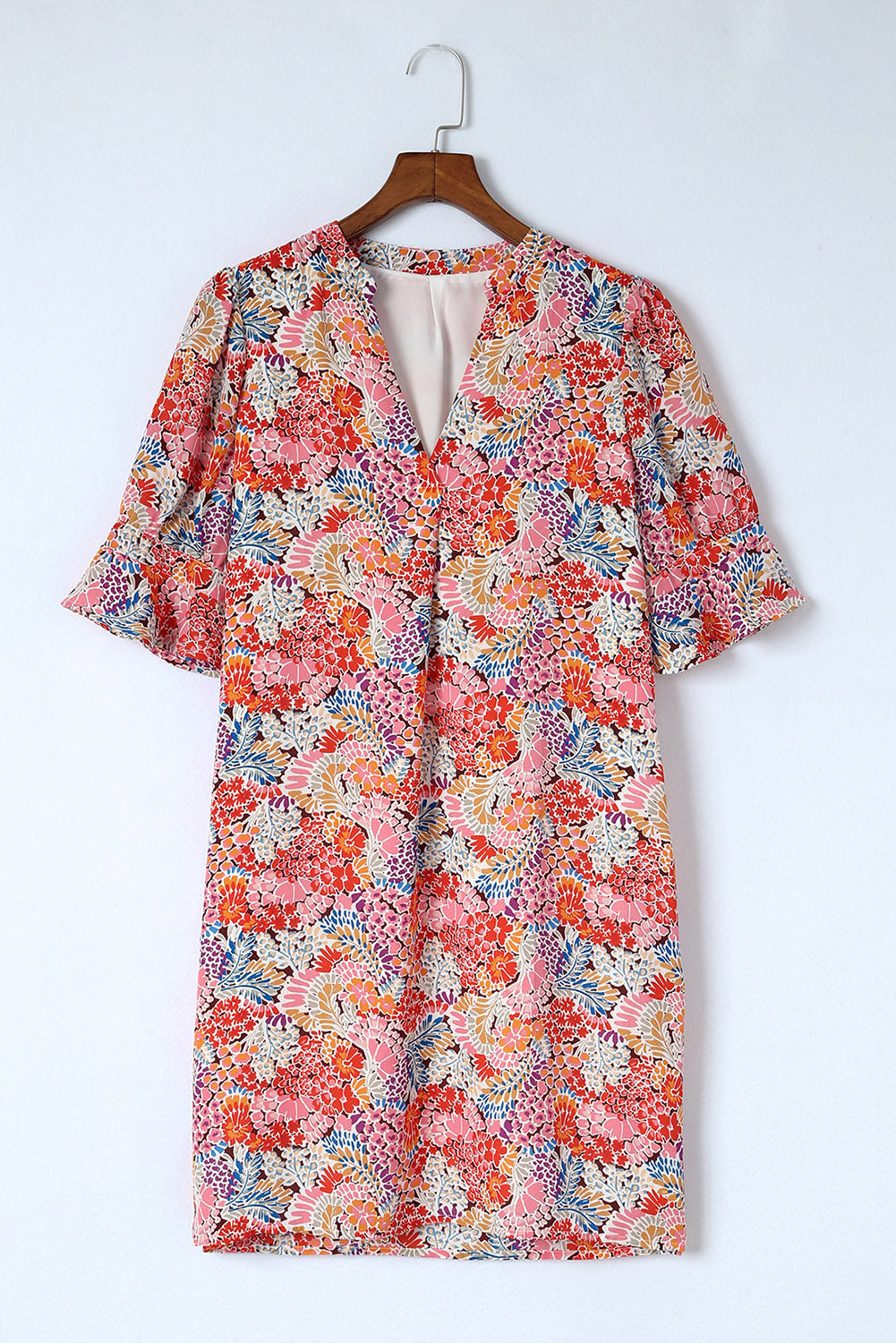 V-neck Print Split Long Dress