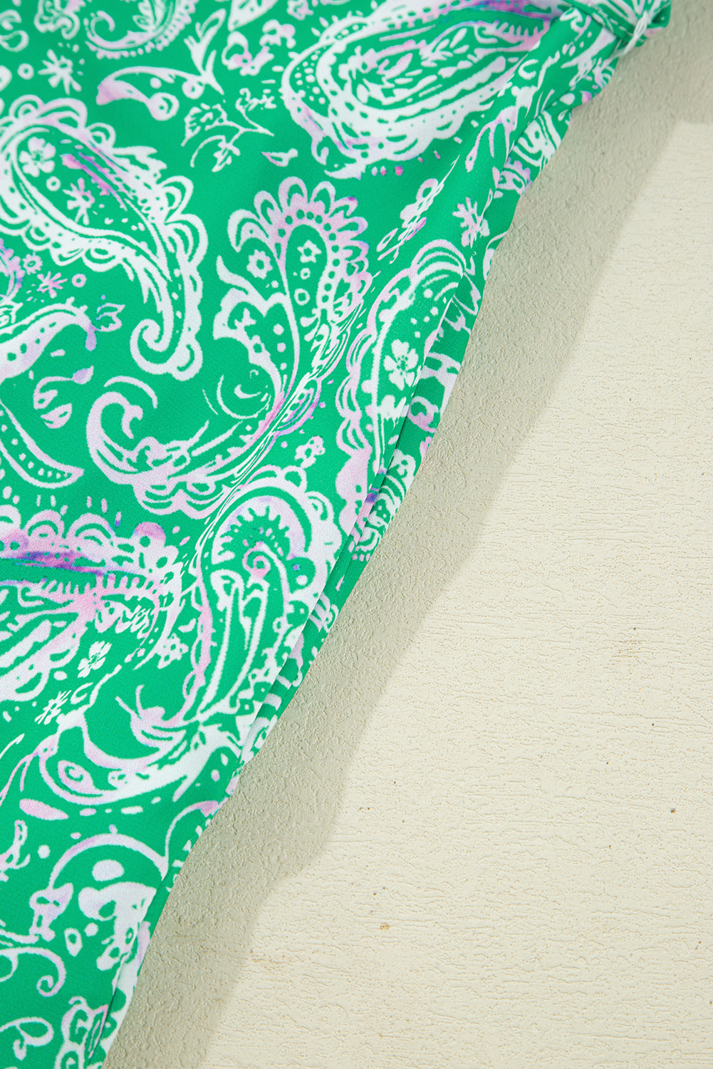 green paisley mini dress