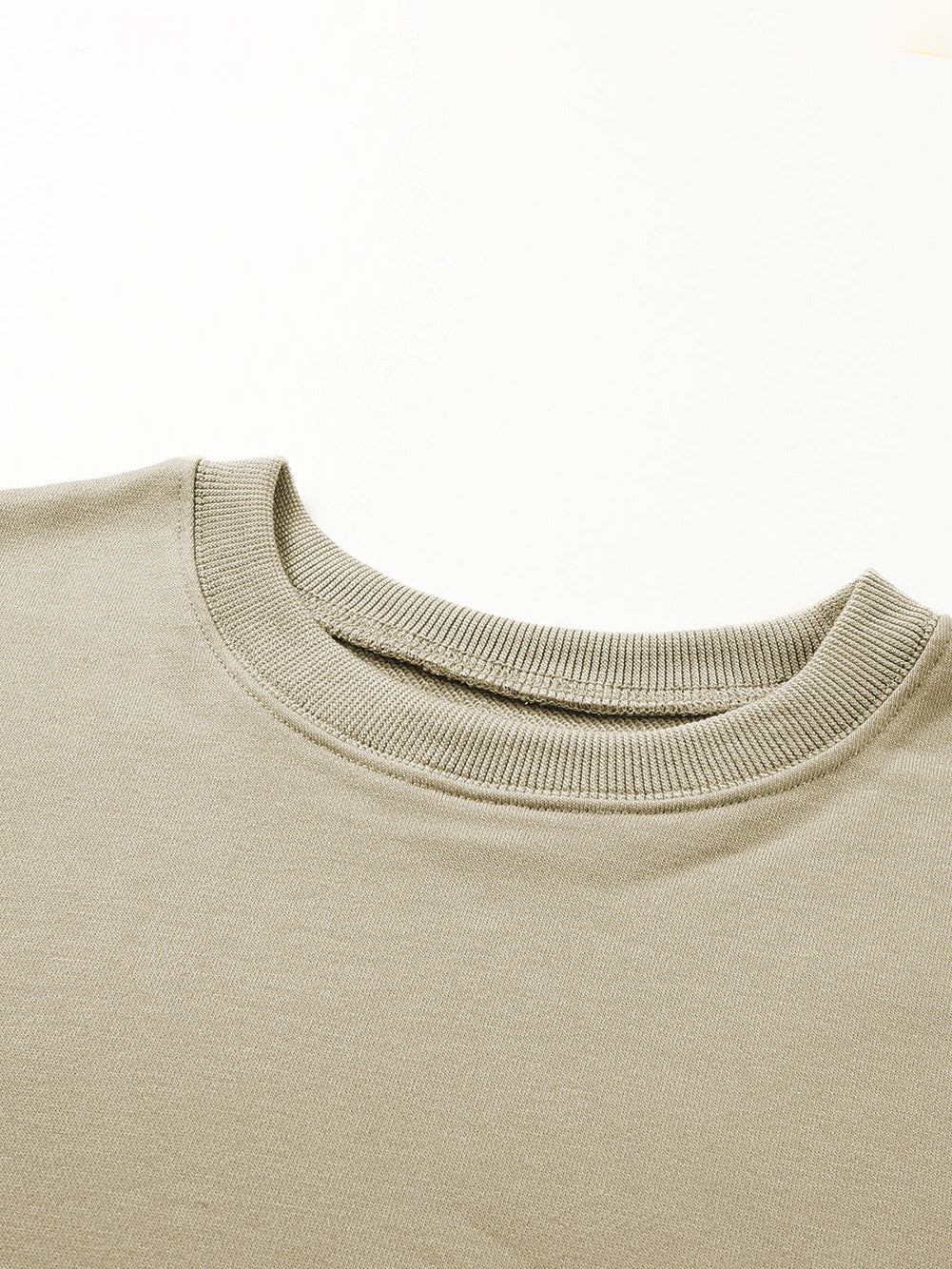 Khaki Solid Crew Neck Pullover Jumper