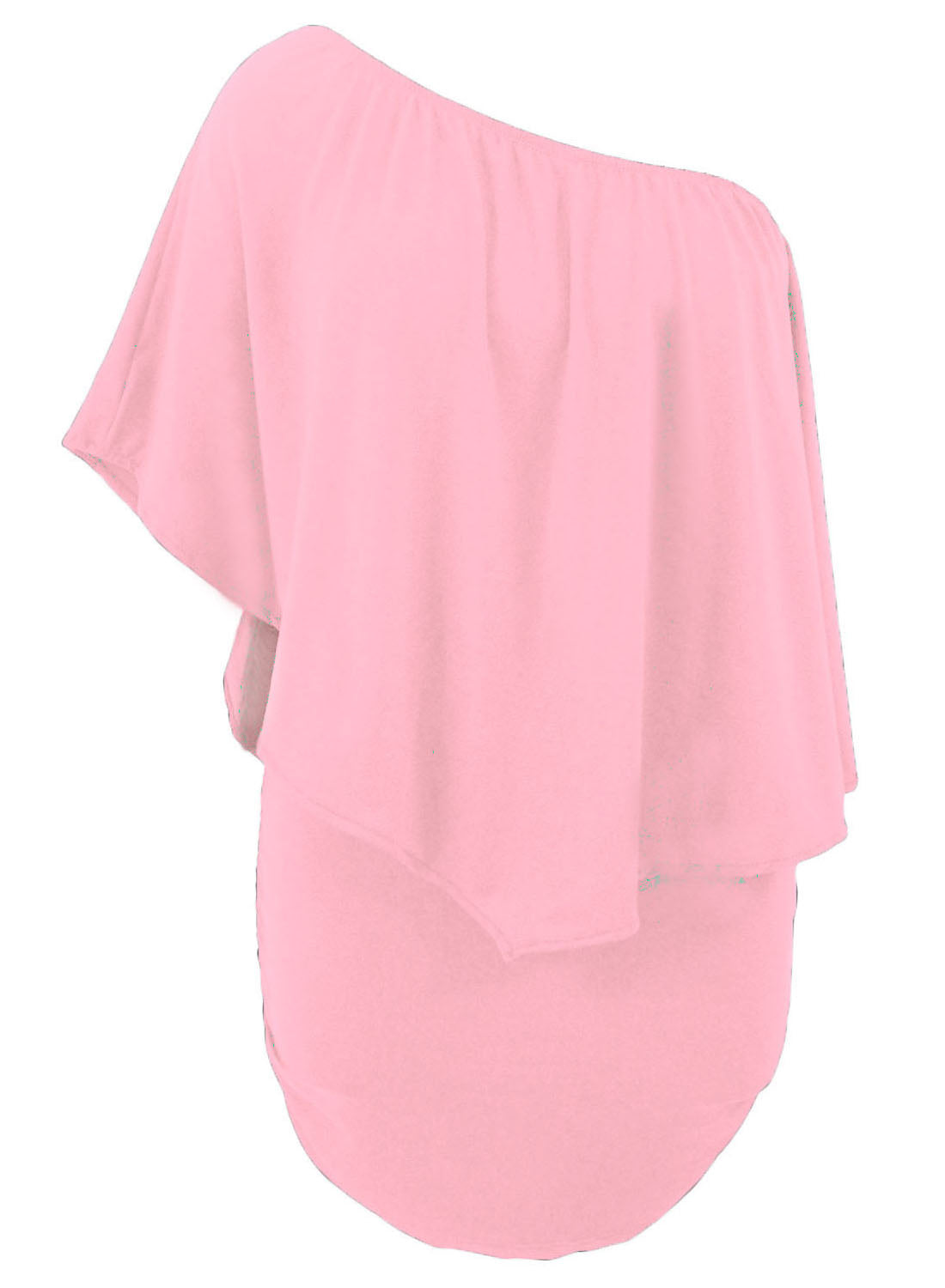 Layered Pink Plus Size Poncho Dress with Multiple Dressing Styles