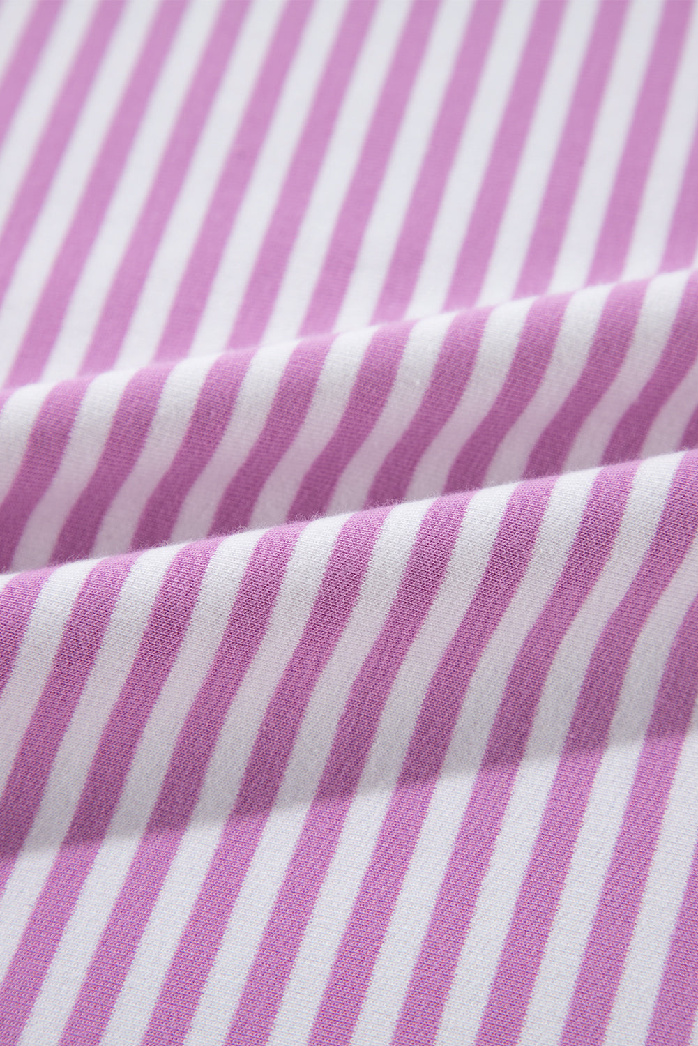 Pink Striped Patchwork Plus Size T-Shirt with Bracelet Sleeves