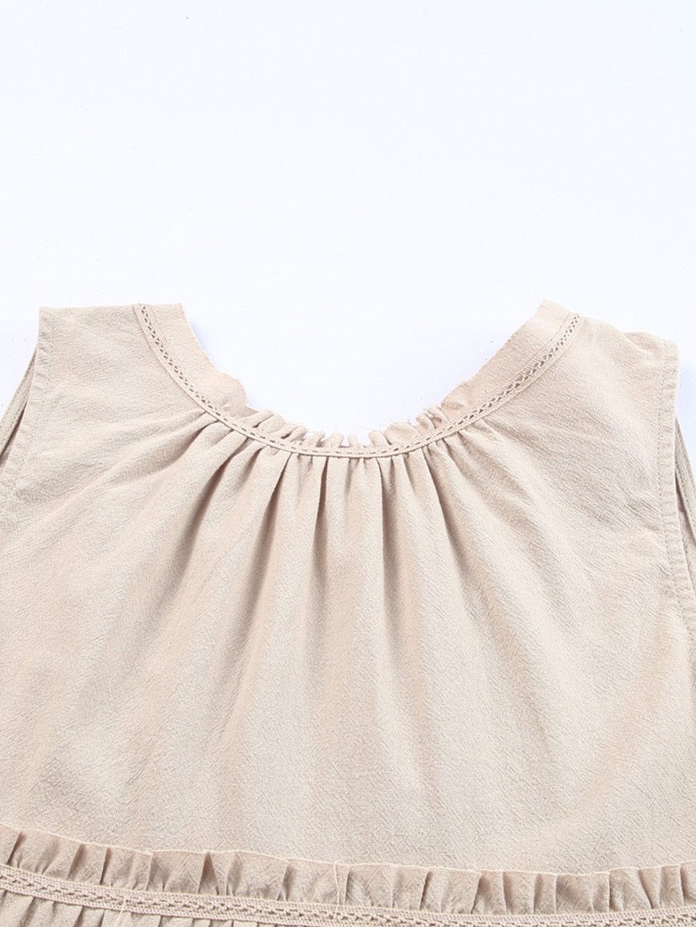 Khaki V-Neck Ruffle Tier Tank Top