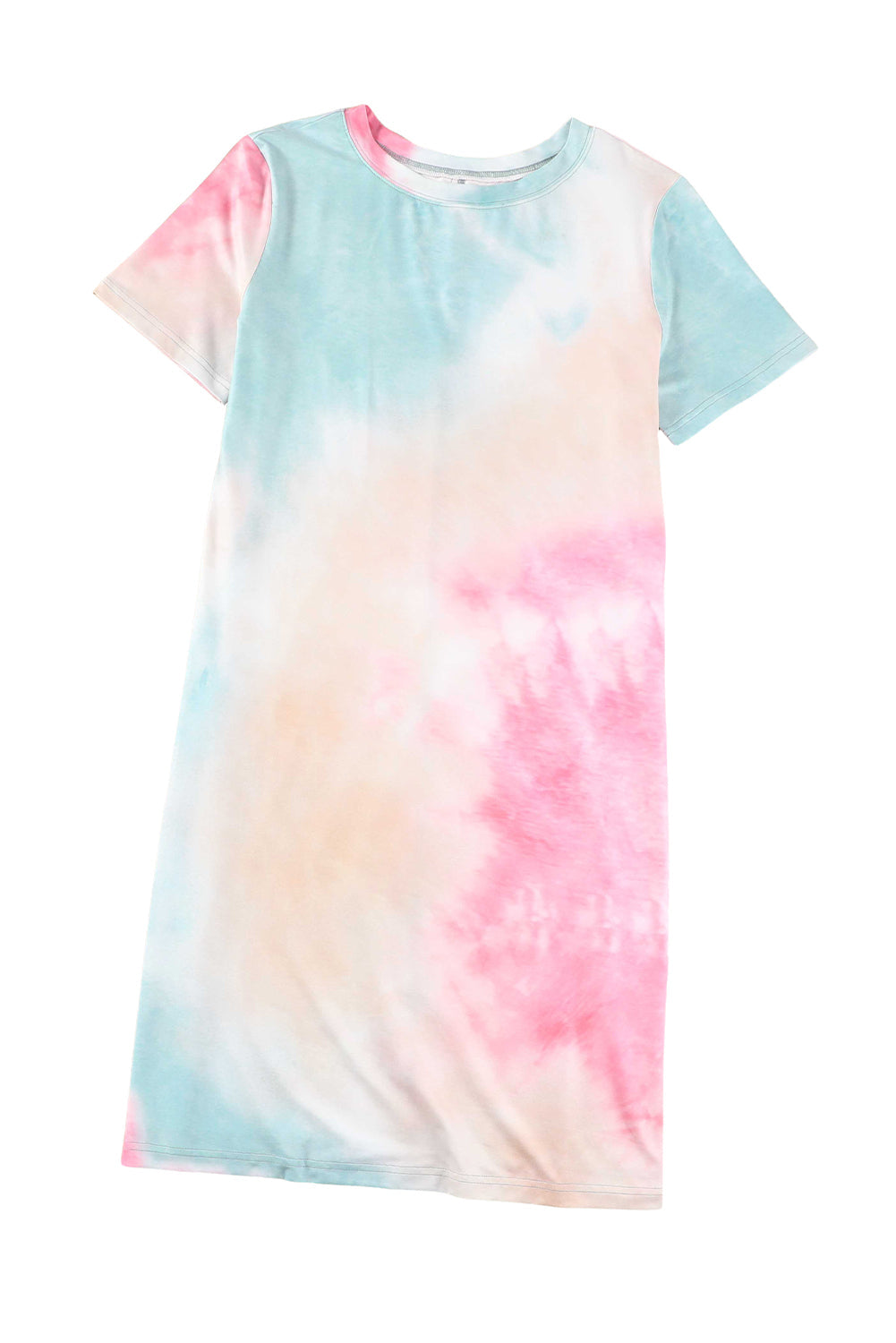 Loose Printed Short Sleeve Zippered V-neck Dress