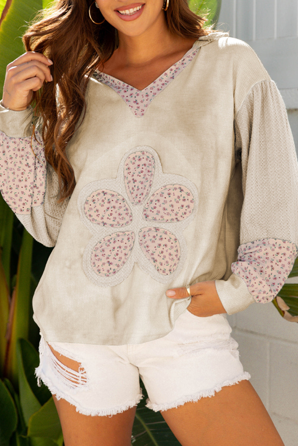 floral patchwork hoodie
