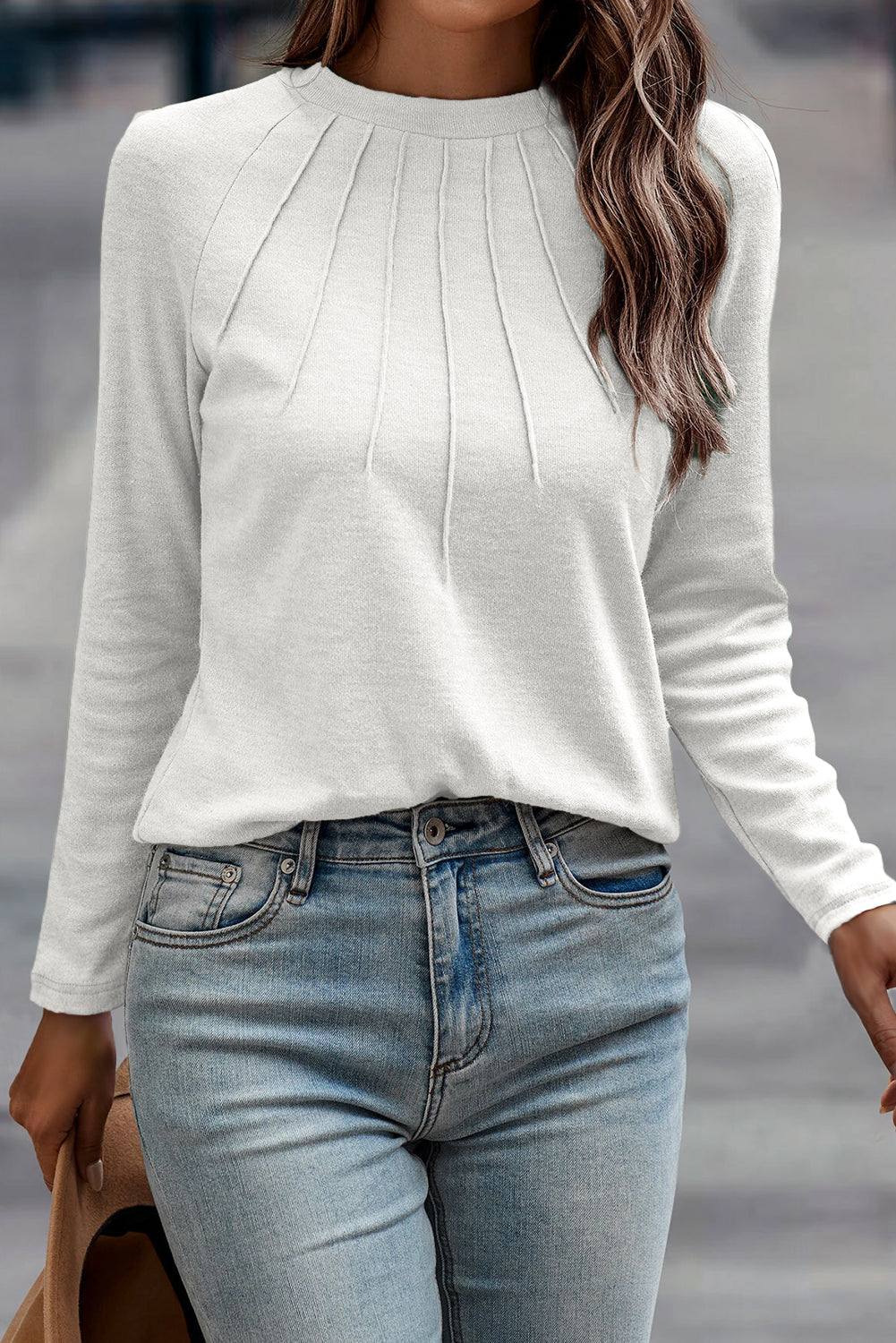 white long sleeve top
