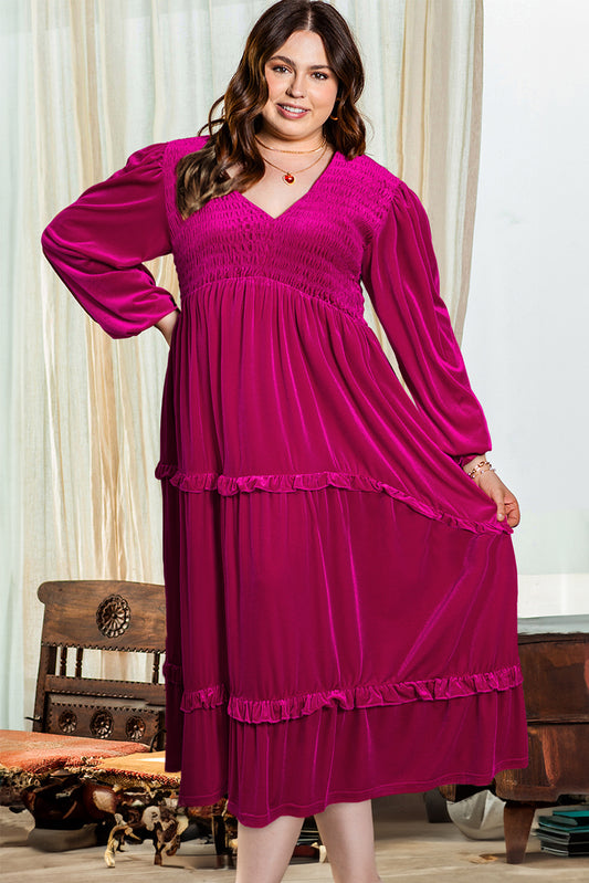 plus size smocked maxi dress