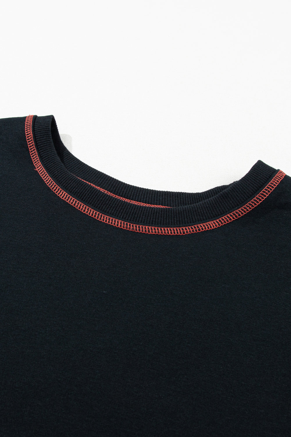 Black Contrast Stitching Split Baggy Sweatshirt