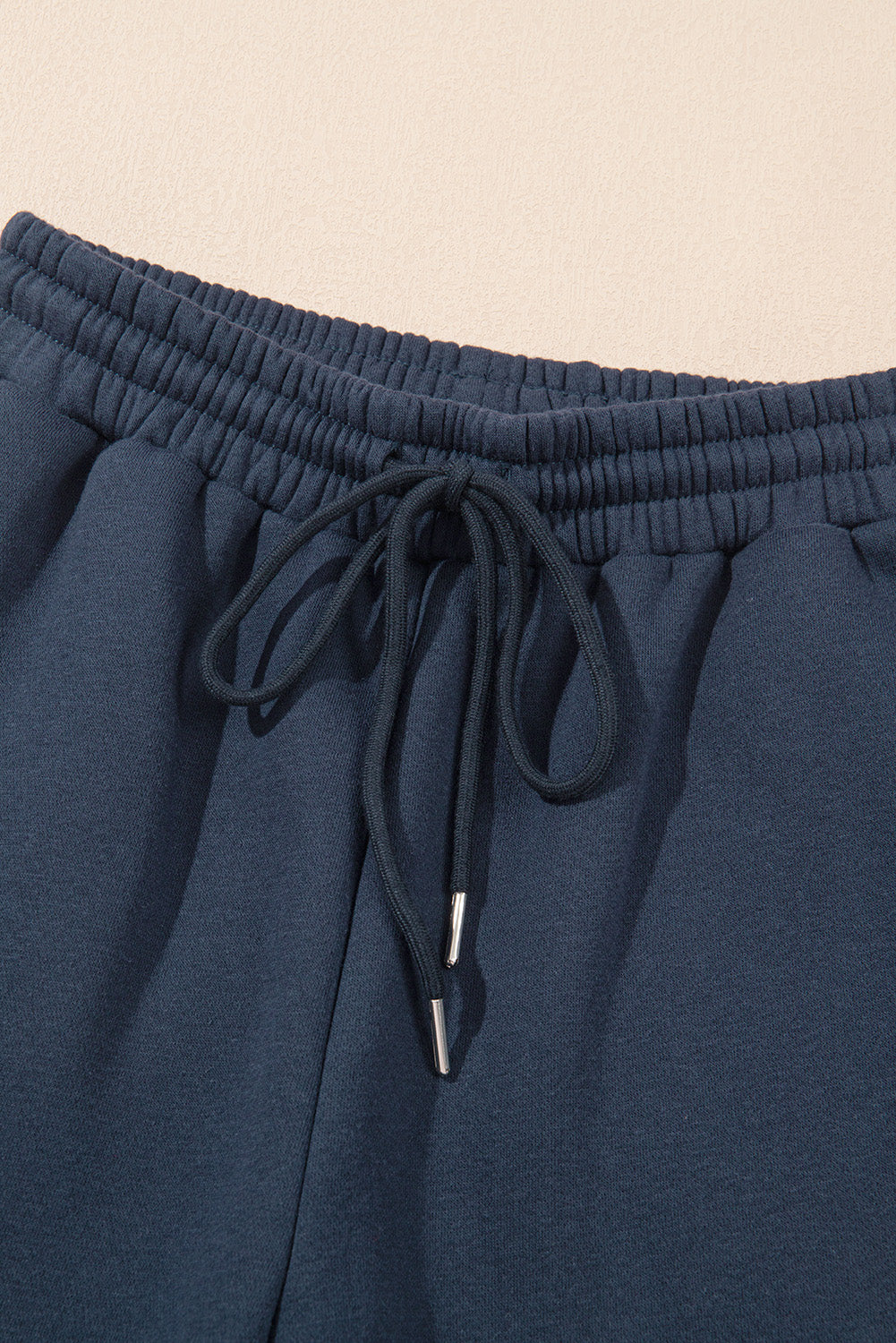 Navy Blue Drop Shoulder Loose Sweatshirt and Joggers Active Set