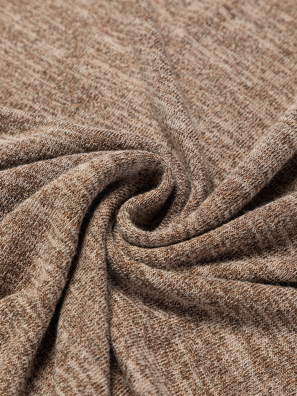 Khaki Marble Cold Shoulder Knit Top with Long Sleeves