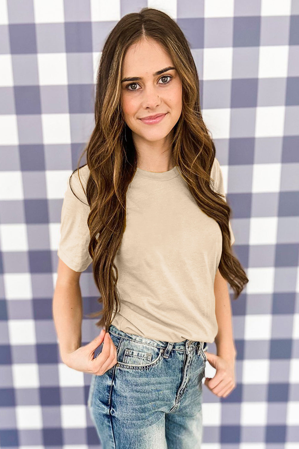 Khaki Casual Short Sleeve Tee