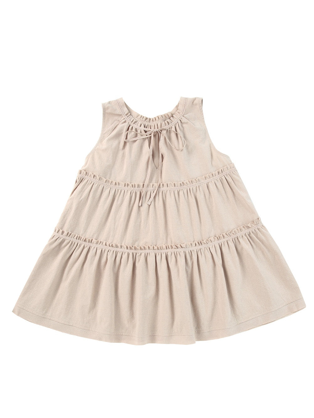 Khaki V-Neck Ruffle Tier Tank Top