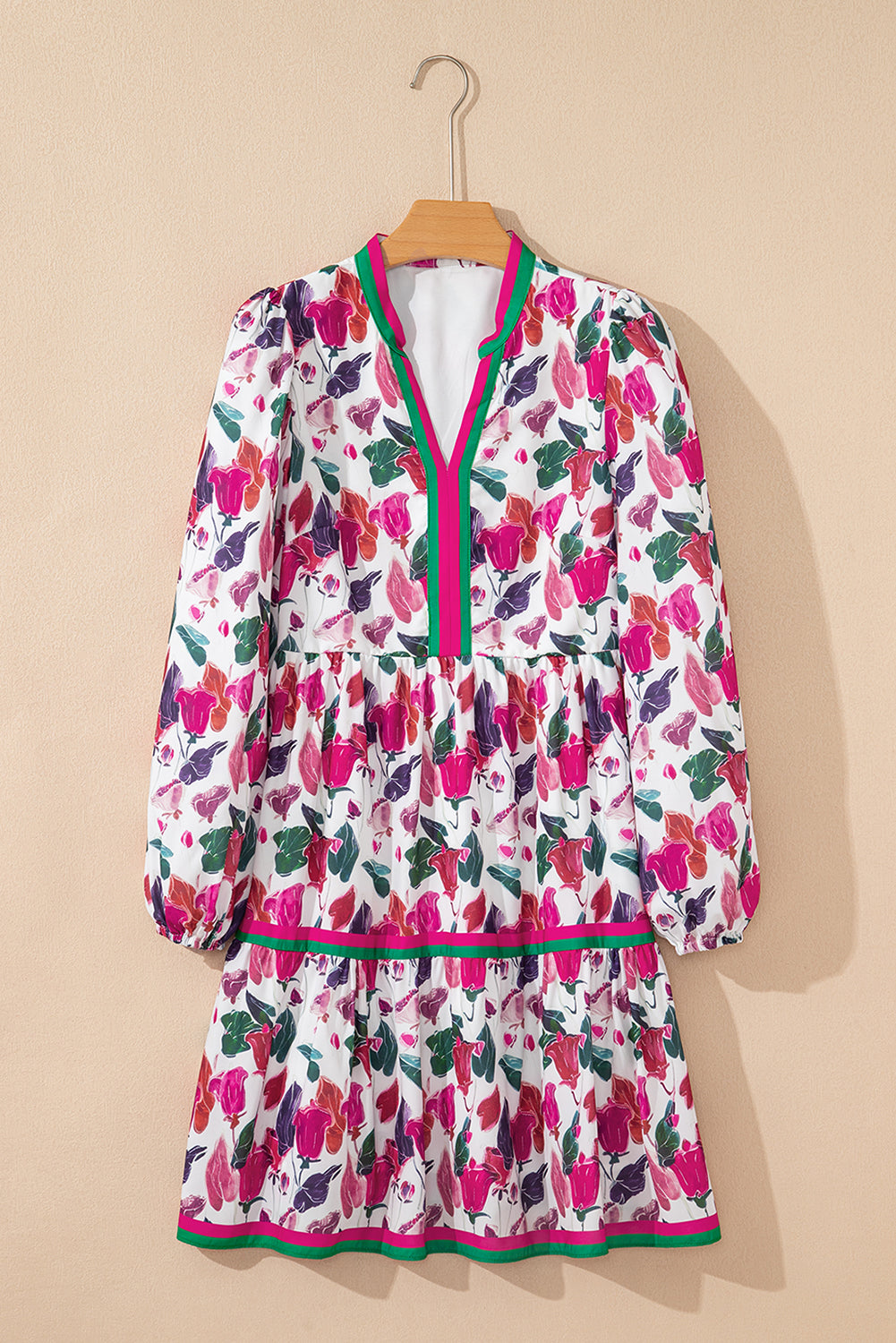 floral print long sleeve mini dress
