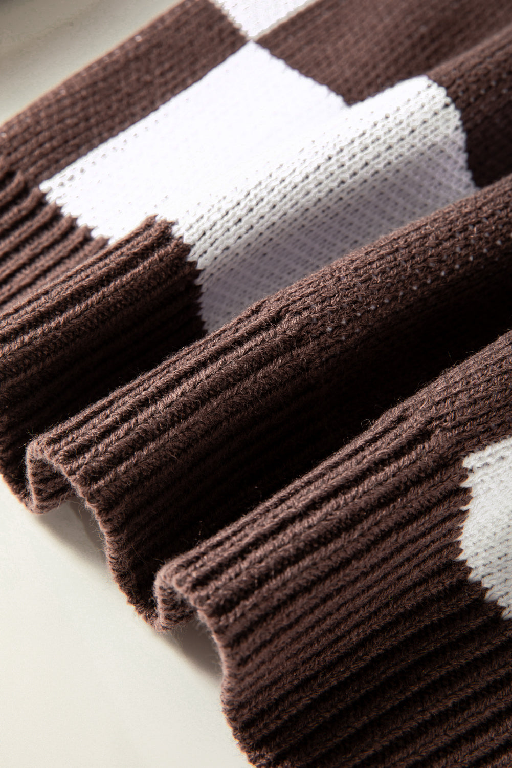 brown checkered sweater