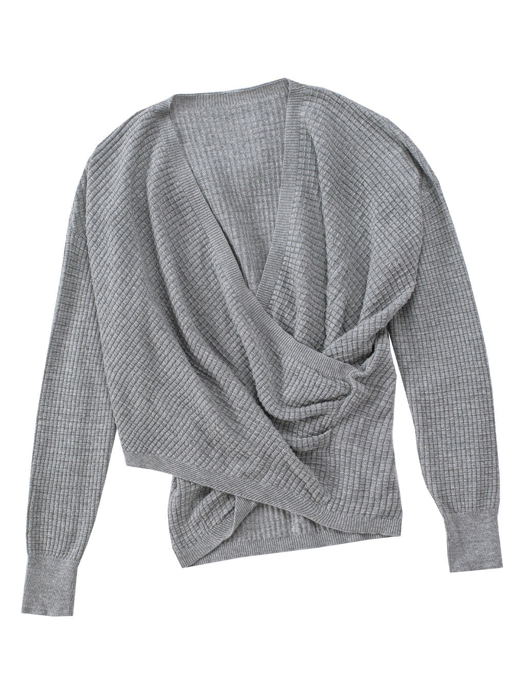 Khaki Reversible V-Neck Waffle Knit Sweater
