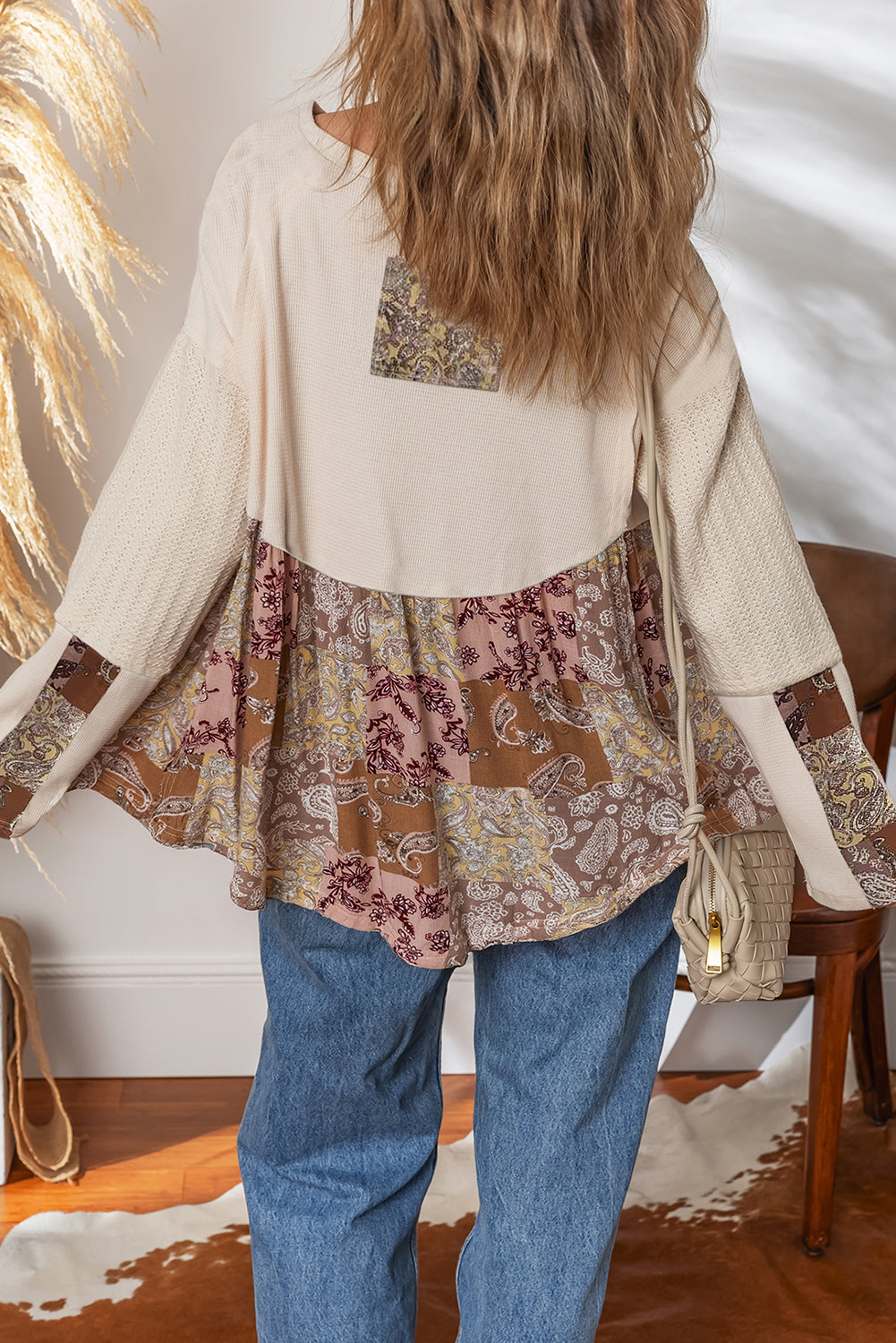 patchwork long sleeve top