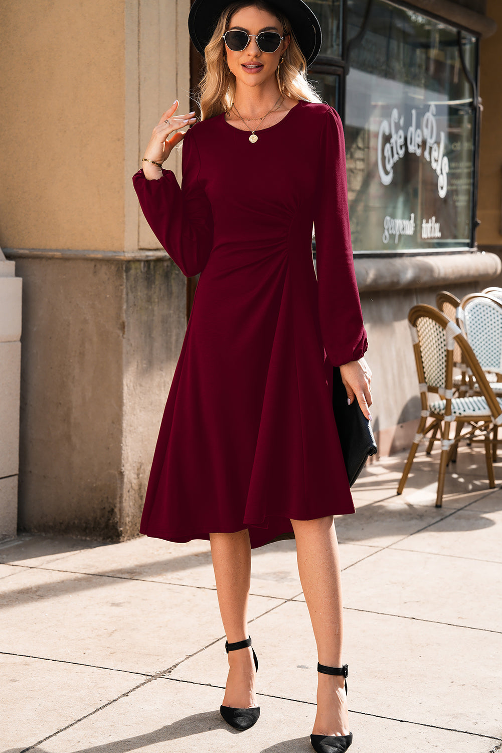 solid midi dress