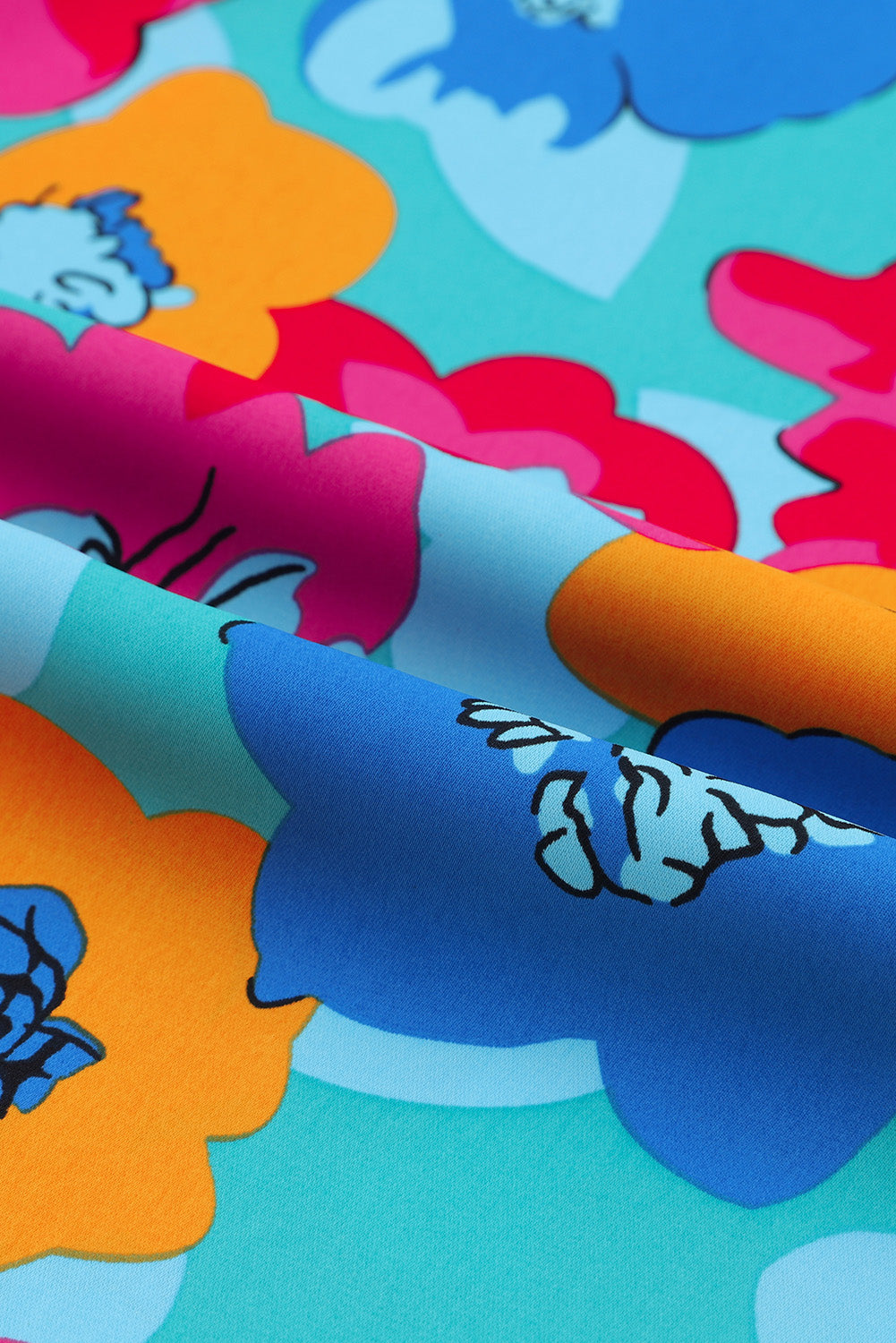 Vibrant Floral Print Plus Size Wide Leg Trousers