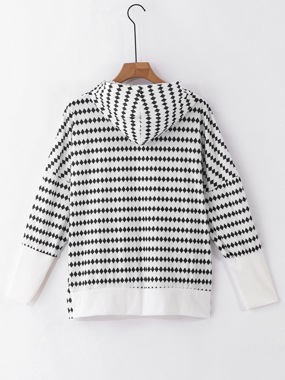 Knitted Striped Henley Oversized Hooded Hoodie