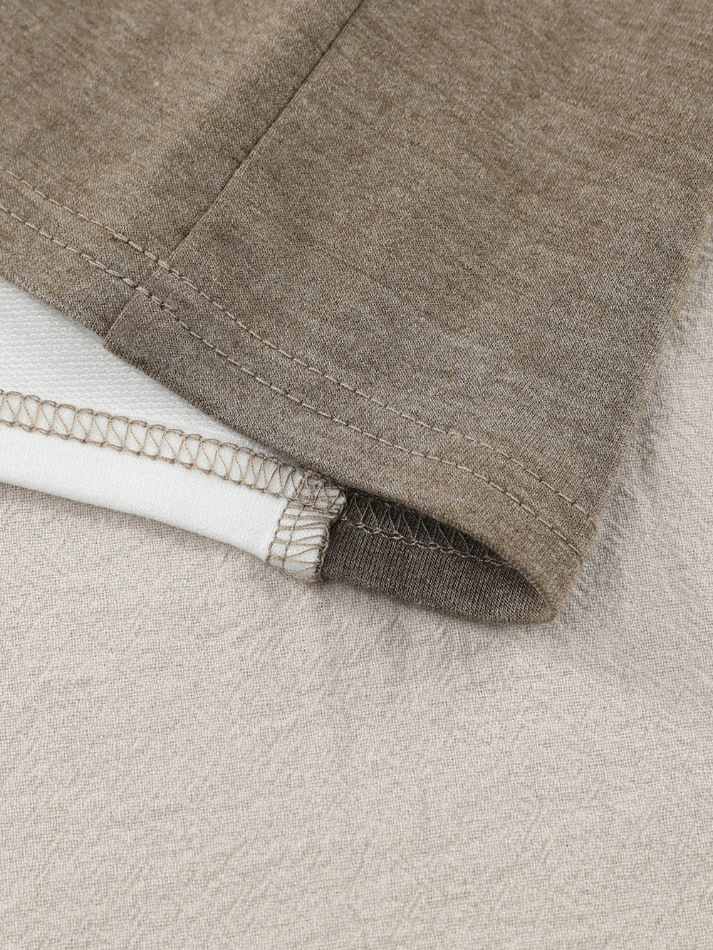 Khaki Patchwork Color Block Knit Top