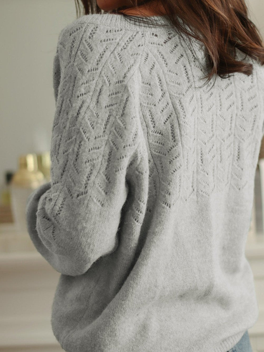 Knitted Hollow Out Button-Up Cardigan