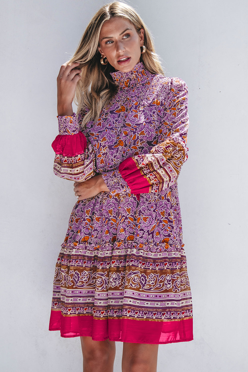 puff sleeve floral dress