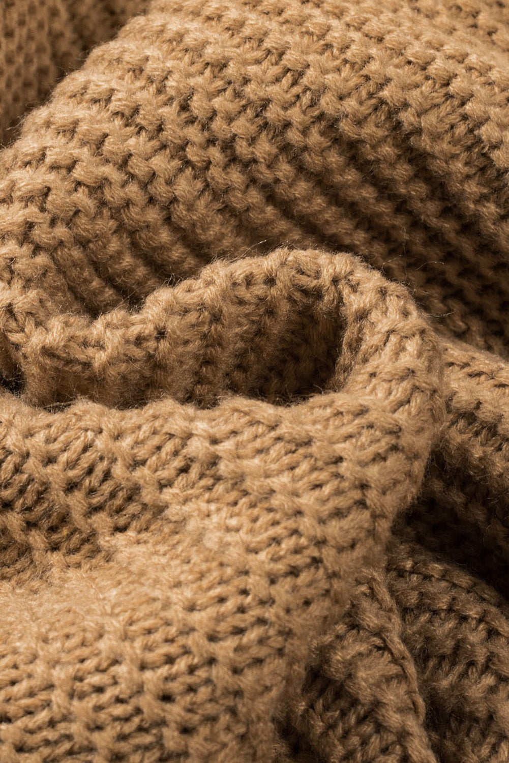 Khaki Warm and Cozy Turtleneck Sweater with Long Sleeves