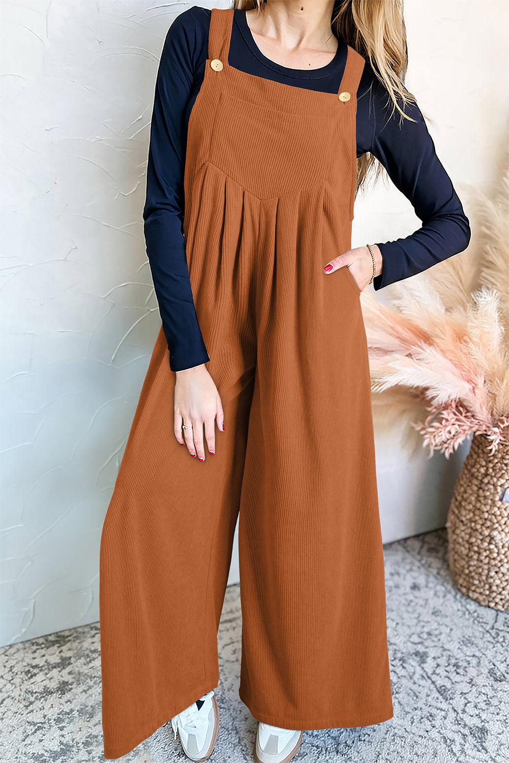 Thai Curry Leopard Bib Wide Leg Jumpsuit