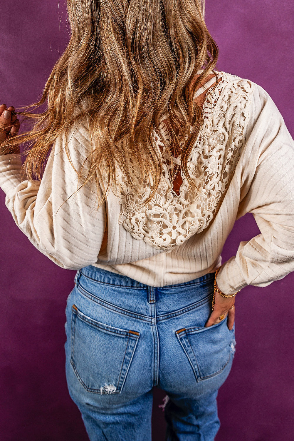 Lace-up Crochet Backless Ribbed Top with Southern Belle Style