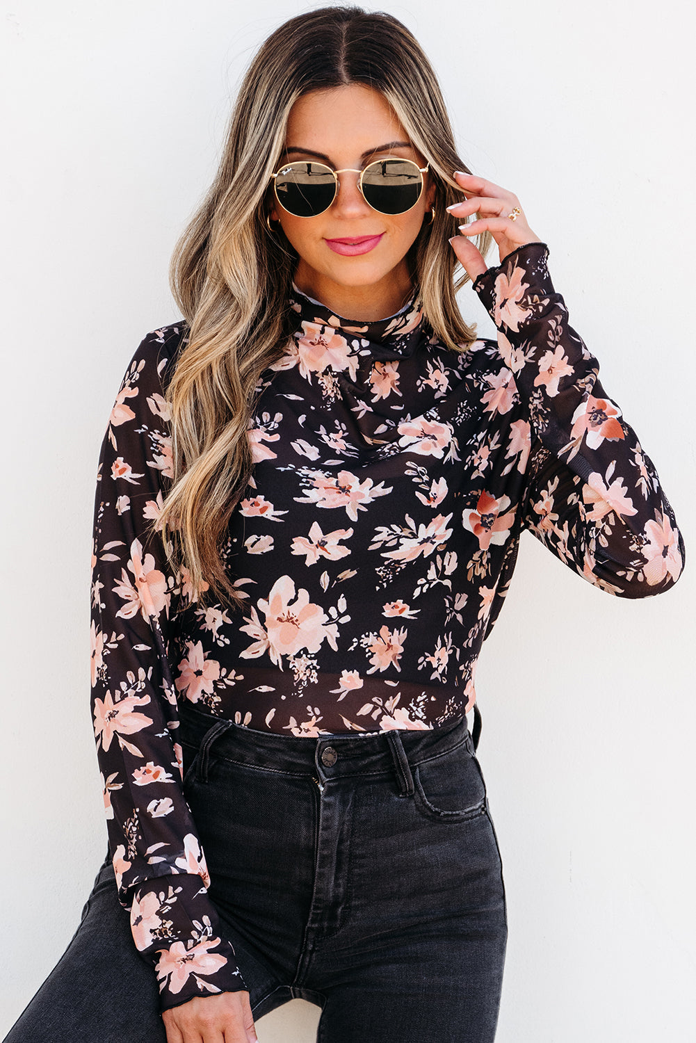 mesh long sleeve top