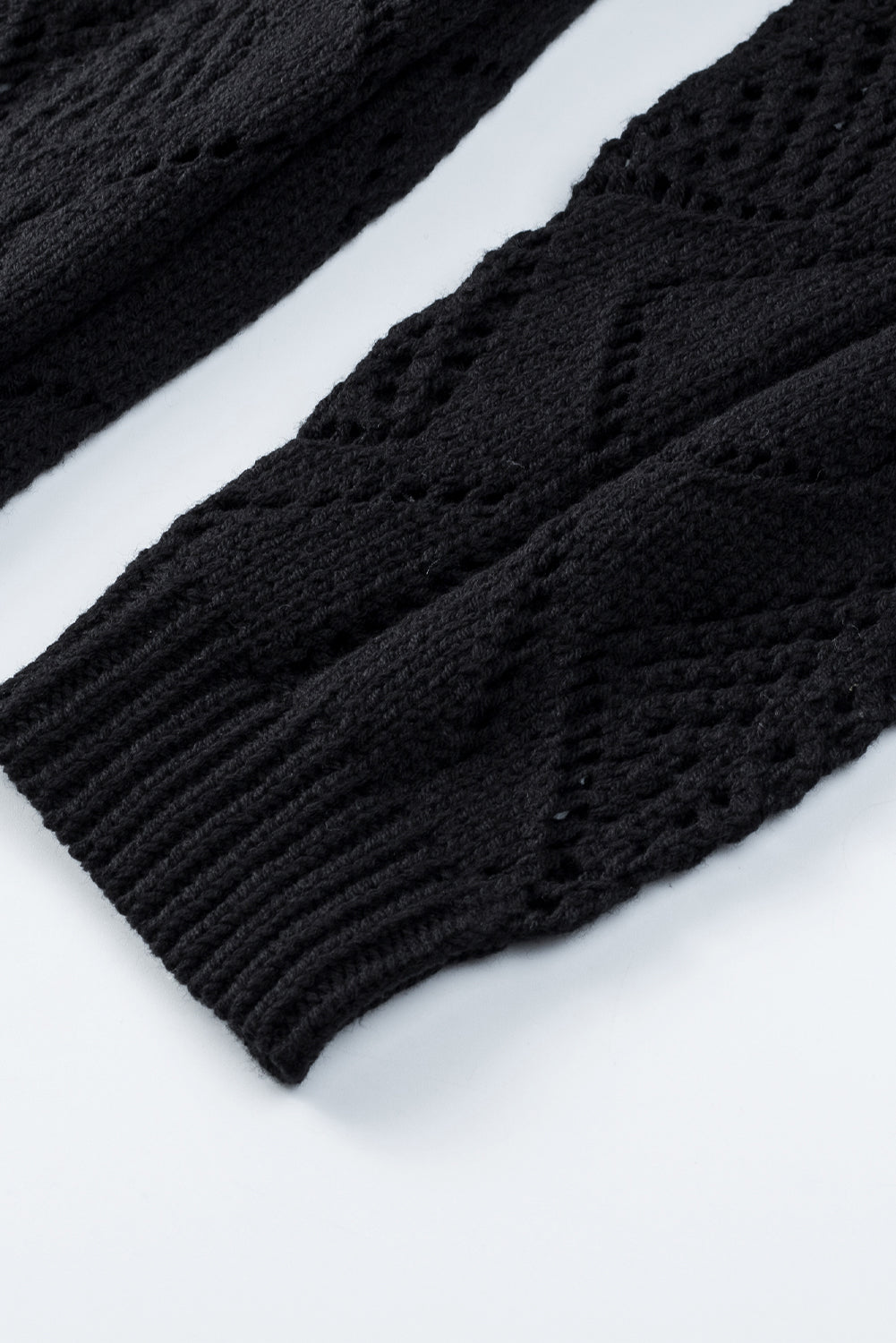 Black Hollow-out Openwork Knit Cardigan