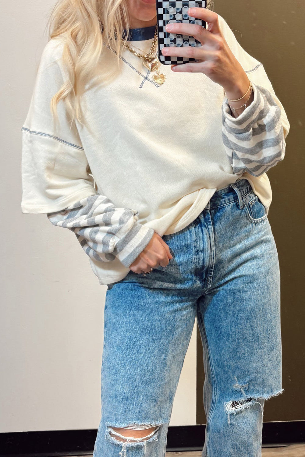 stripe patchwork top