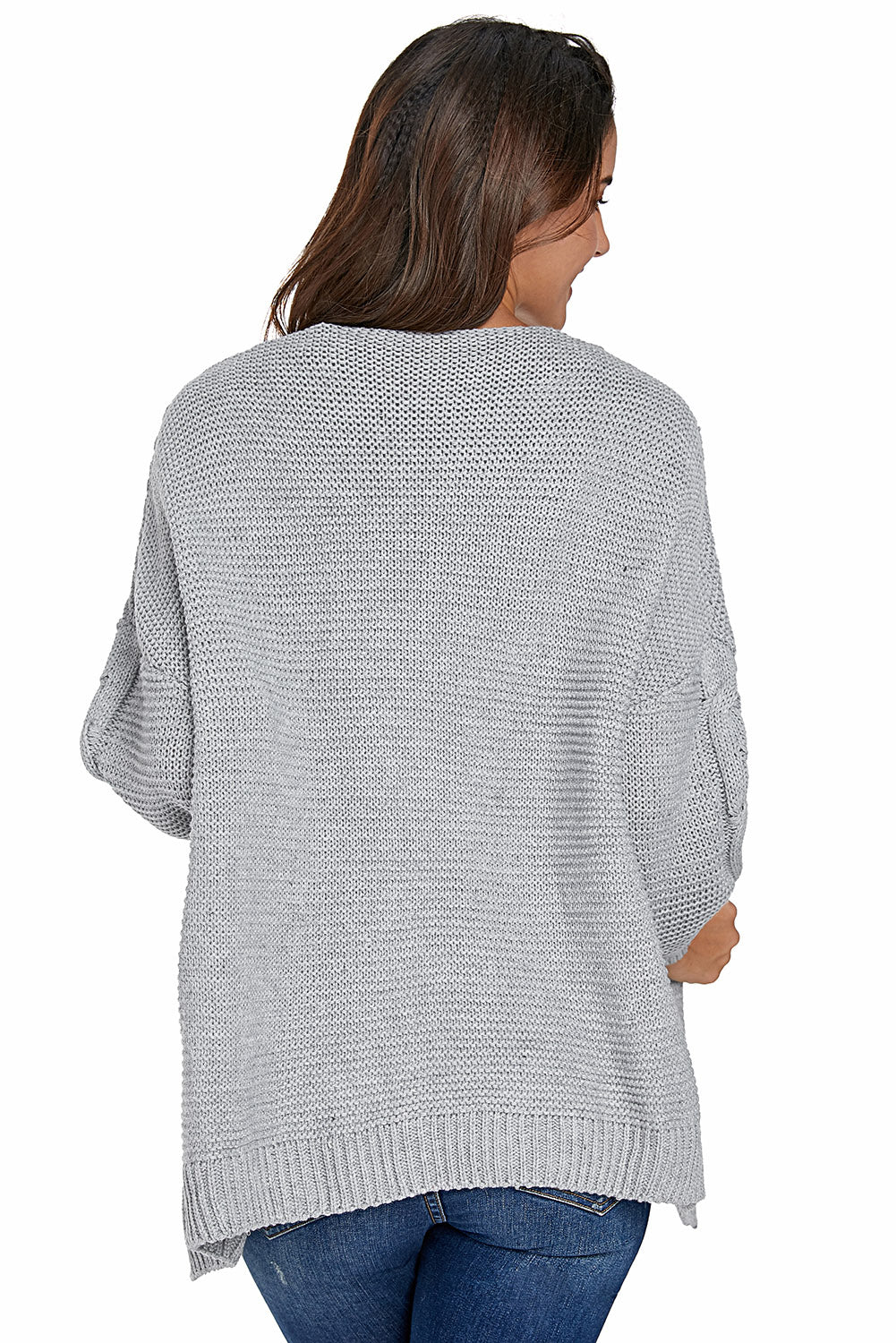 Gray Chunky Wide Long Sleeve Knit Cardigan