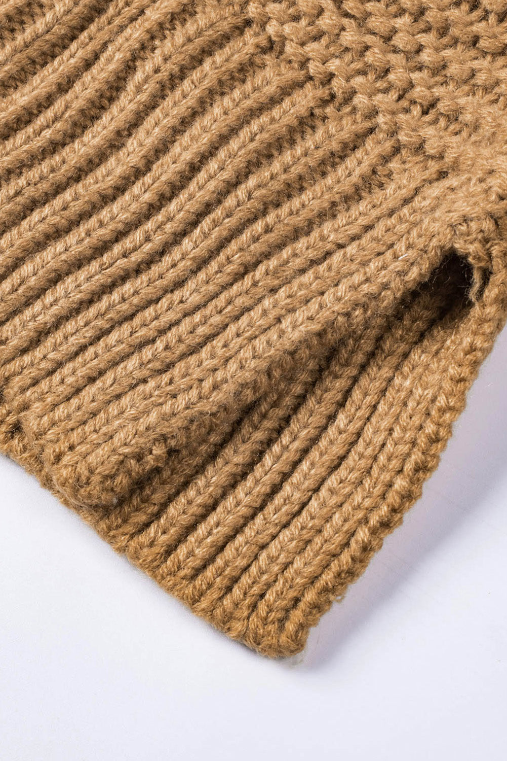 Khaki Warm and Cozy Turtleneck Sweater with Long Sleeves