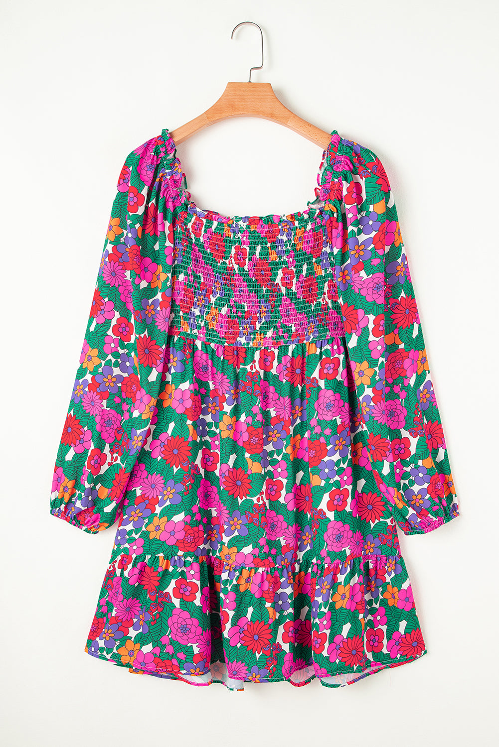 plus size floral long sleeve dress