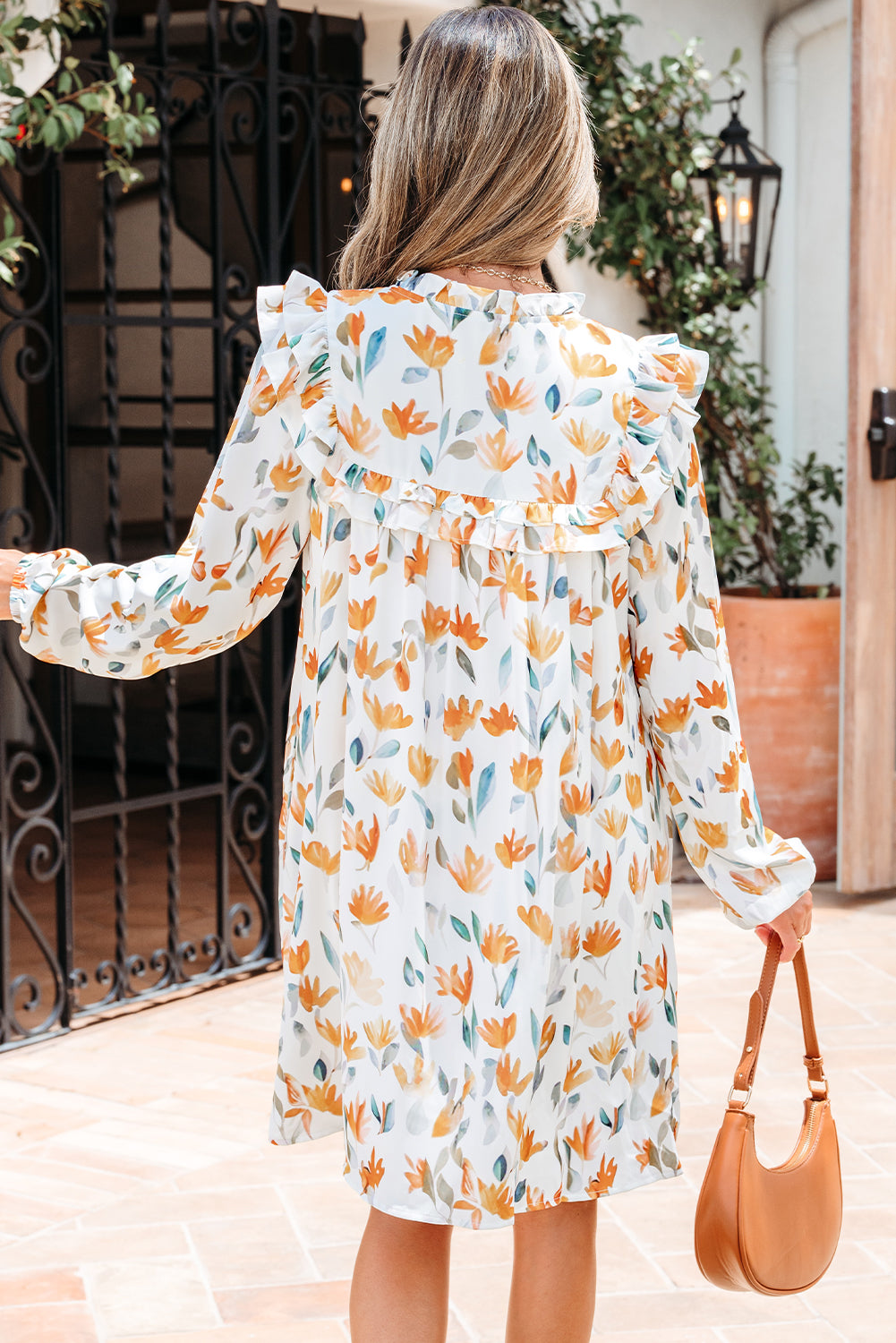 yellow floral mini dress