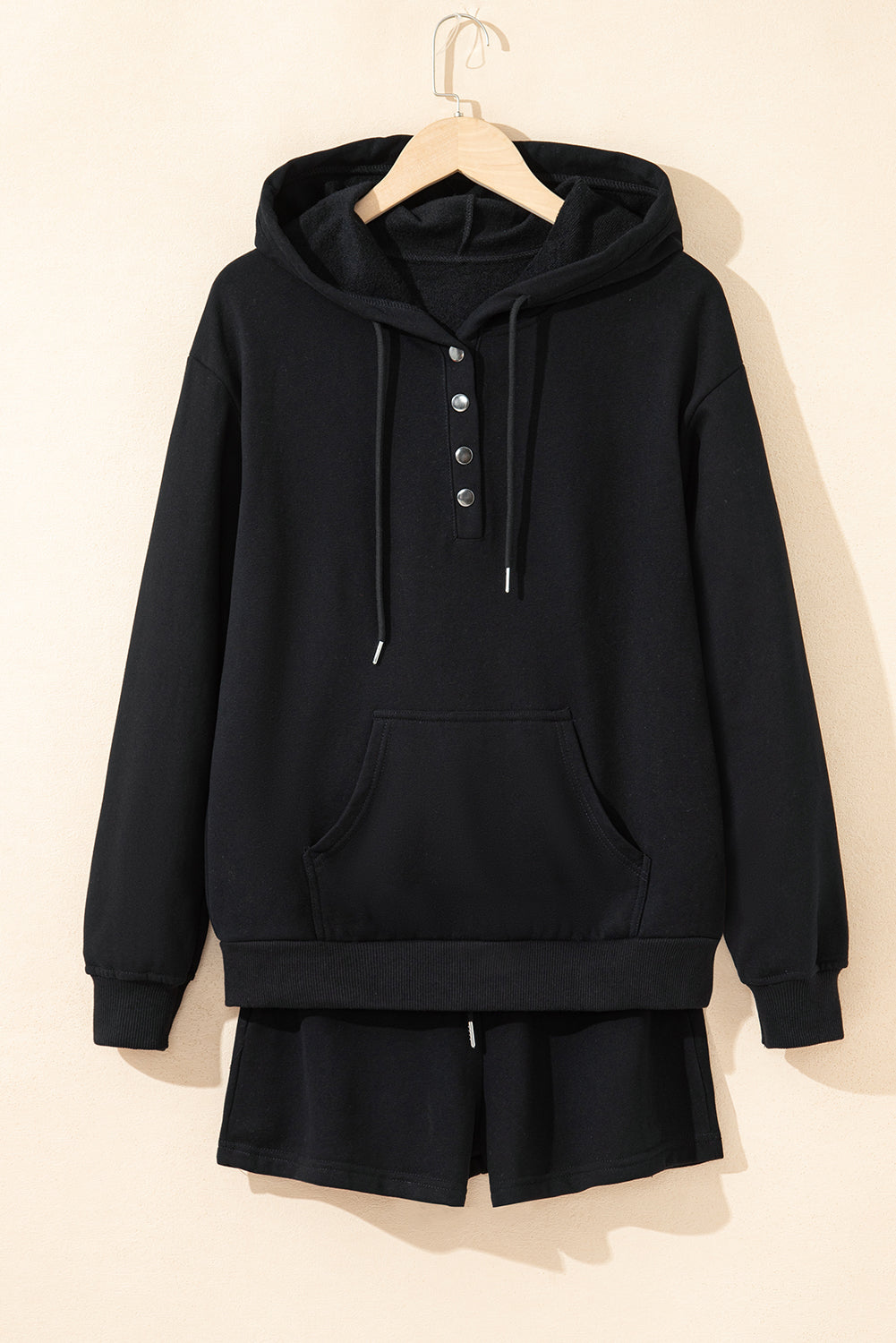 black hoodie short set
