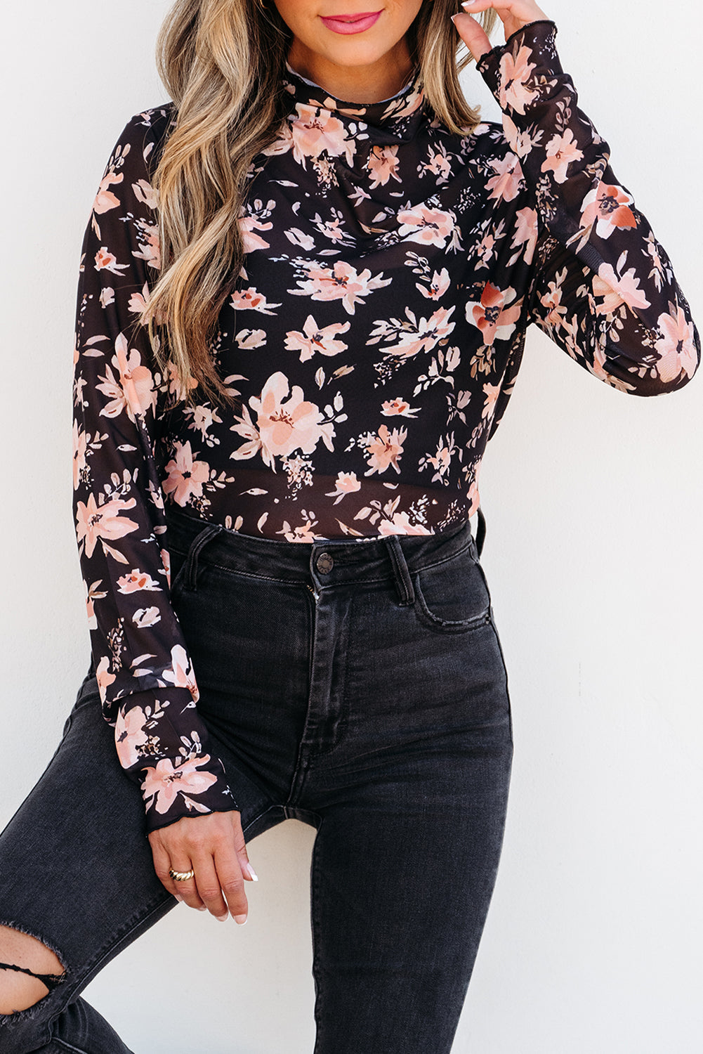 mesh long sleeve top