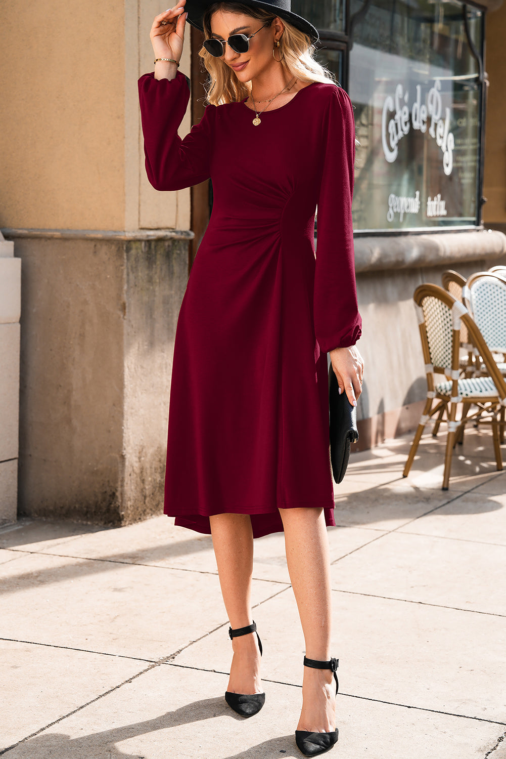 solid midi dress