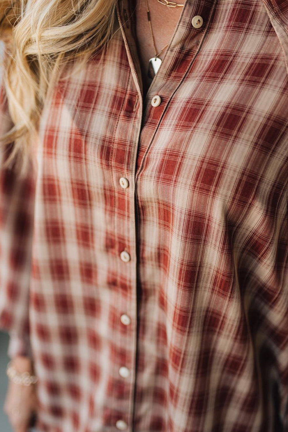 Red Plaid Print Ruffled Long Sleeve Patchwork Hem Mini Shirt Dress