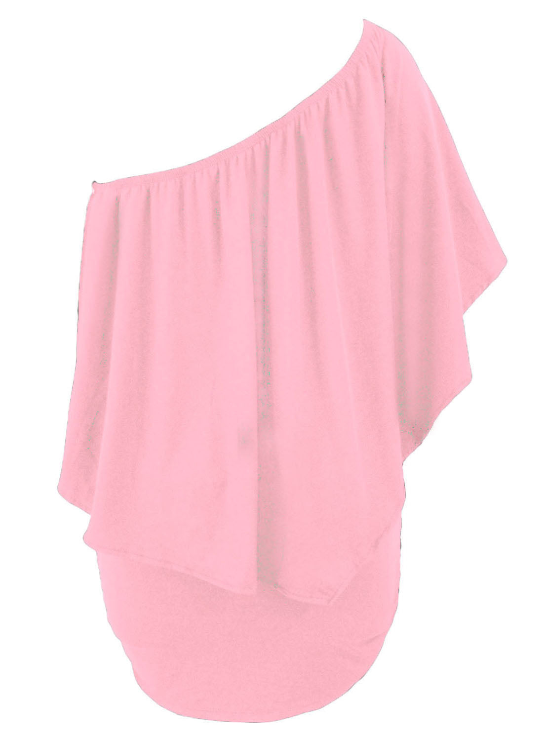 Layered Pink Plus Size Poncho Dress with Multiple Dressing Styles